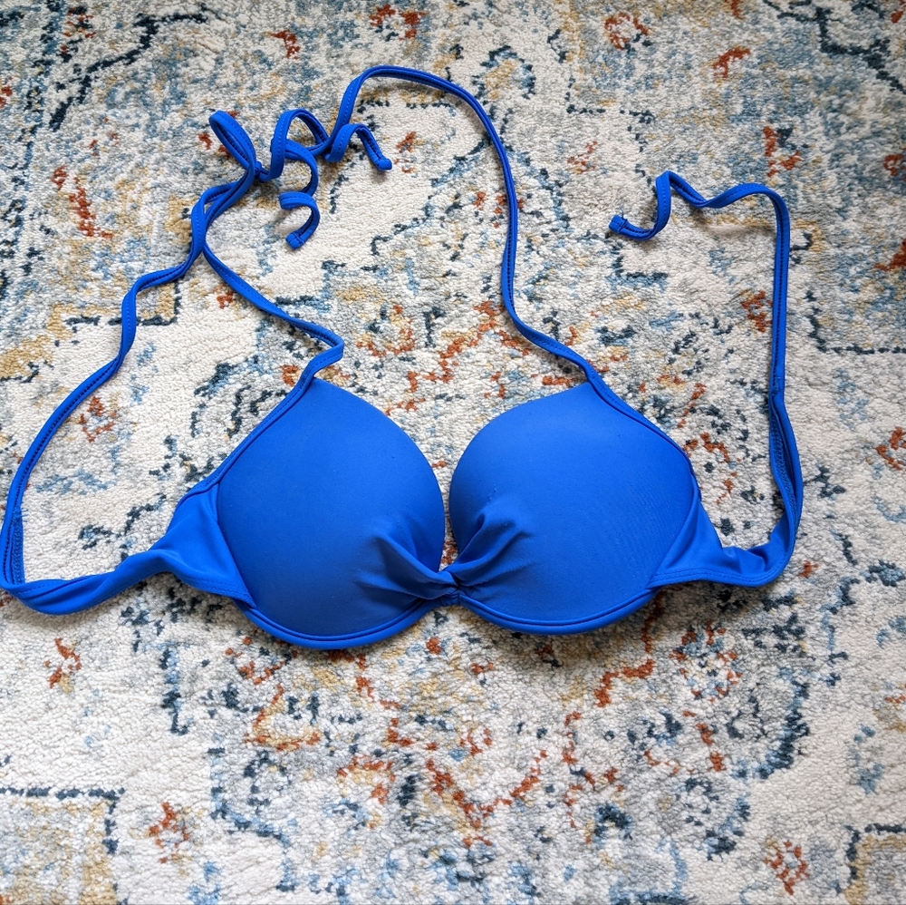 blue push up string bikini top